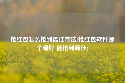 抢红包怎么抢到最佳方法(抢红包软件哪个最好 能抢到最佳)