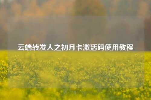 云端转发人之初月卡激活码使用教程