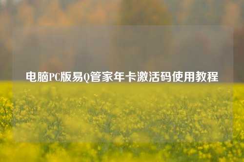 电脑PC版易Q管家年卡激活码使用教程