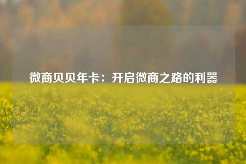 微商贝贝年卡：开启微商之路的利器