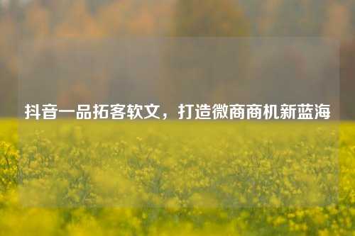 抖音一品拓客软文，打造微商商机新蓝海