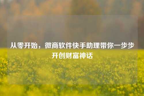 从零开始，微商软件快手助理带你一步步开创财富神话