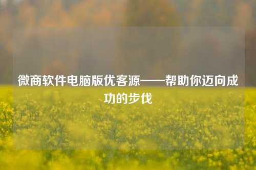 微商软件电脑版优客源——帮助你迈向成功的步伐