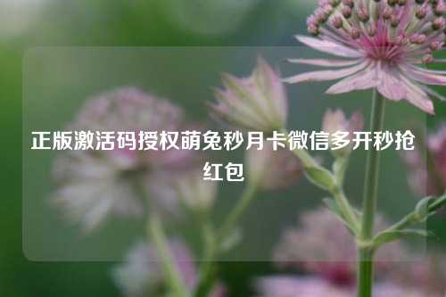 正版激活码授权萌兔秒月卡微信多开秒抢红包