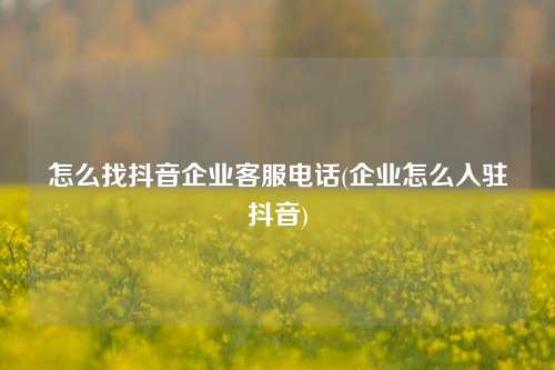 怎么找抖音企业客服电话(企业怎么入驻抖音)