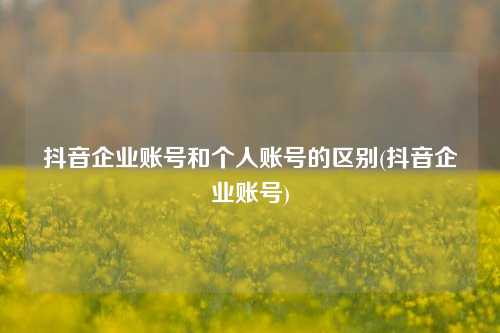 抖音企业账号和个人账号的区别(抖音企业账号)