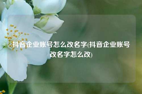 抖音企业账号怎么改名字(抖音企业账号改名字怎么改)