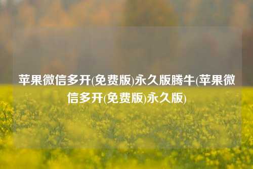 苹果微信多开(免费版)永久版腾牛(苹果微信多开(免费版)永久版)