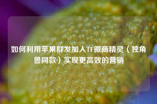 如何利用苹果群发加人TF微商精灵（独角兽同款）实现更高效的营销