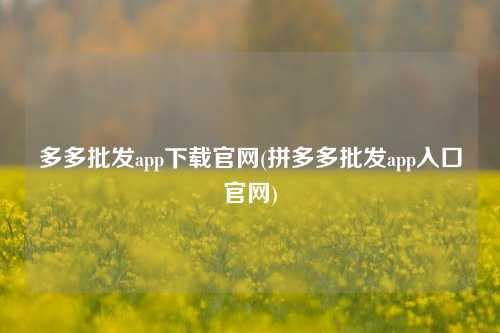 多多批发app下载官网(拼多多批发app入口官网)