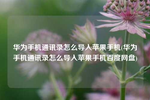 华为手机通讯录怎么导入苹果手机(华为手机通讯录怎么导入苹果手机百度网盘)