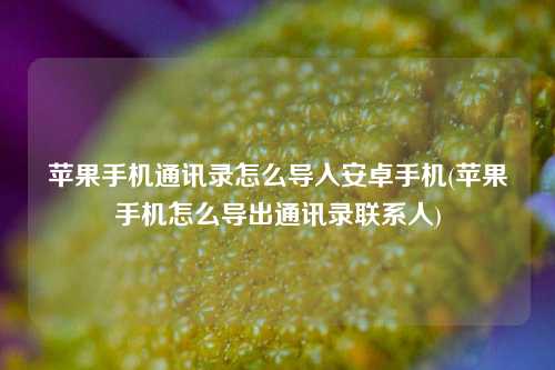 苹果手机通讯录怎么导入安卓手机(苹果手机怎么导出通讯录联系人)