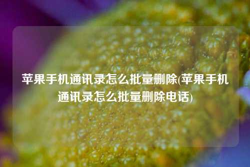 苹果手机通讯录怎么批量删除(苹果手机通讯录怎么批量删除电话)