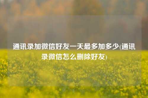 通讯录加微信好友一天最多加多少(通讯录微信怎么删除好友)