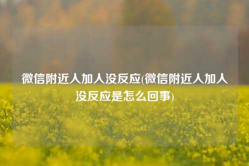 微信附近人加人没反应(微信附近人加人没反应是怎么回事)