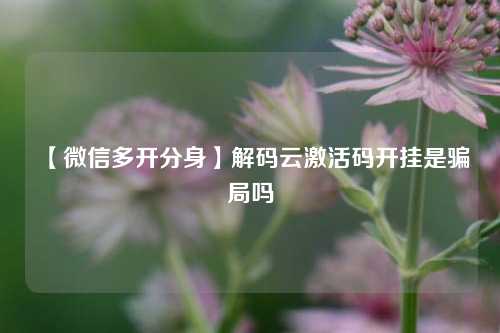 【微信多开分身】解码云激活码开挂是骗局吗