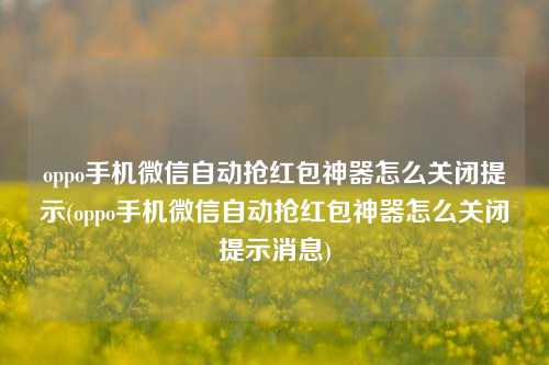 oppo手机微信自动抢红包神器怎么关闭提示(oppo手机微信自动抢红包神器怎么关闭提示消息)