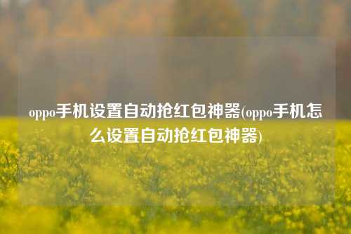 oppo手机设置自动抢红包神器(oppo手机怎么设置自动抢红包神器)