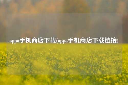 oppo手机商店下载(oppo手机商店下载链接)