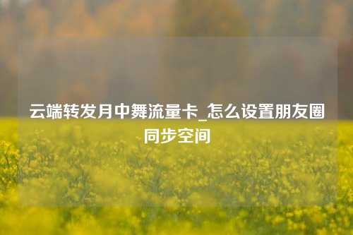 云端转发月中舞流量卡_怎么设置朋友圈同步空间