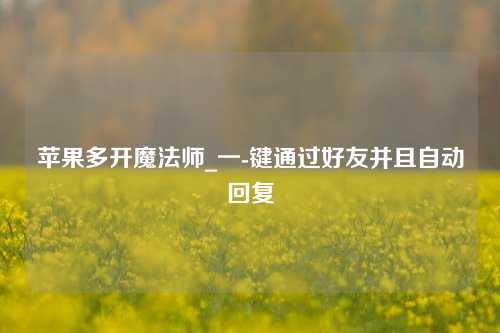 苹果多开魔法师_一-键通过好友并且自动回复