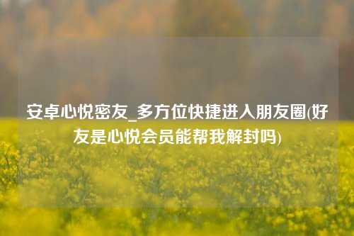 安卓心悦密友_多方位快捷进入朋友圈(好友是心悦会员能帮我解封吗)