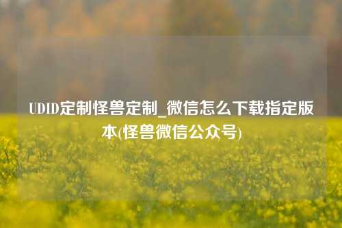 UDID定制怪兽定制_微信怎么下载指定版本(怪兽微信公众号)