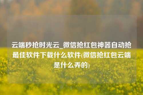 云端秒抢时光云_微信抢红包神器自动抢最佳软件下载什么软件(微信抢红包云端是什么弄的)