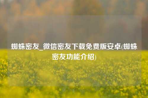 蜘蛛密友_微信密友下载免费版安卓(蜘蛛密友功能介绍)