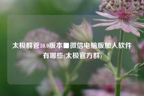 太极群管10.0版本■微信电脑版加人软件有哪些(太极官方群)