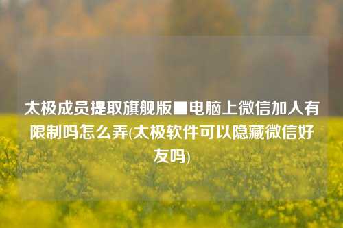 太极成员提取旗舰版■电脑上微信加人有限制吗怎么弄(太极软件可以隐藏微信好友吗)