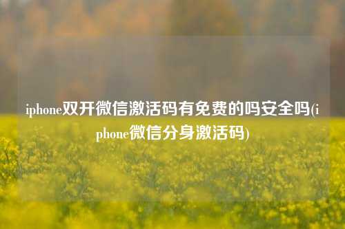 iphone双开微信激活码有免费的吗安全吗(iphone微信分身激活码)