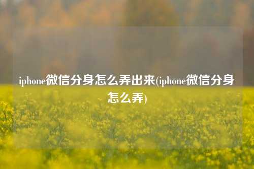 iphone微信分身怎么弄出来(iphone微信分身怎么弄)