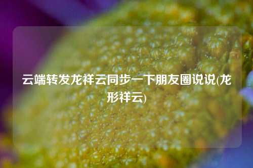 云端转发龙祥云同步一下朋友圈说说(龙形祥云)