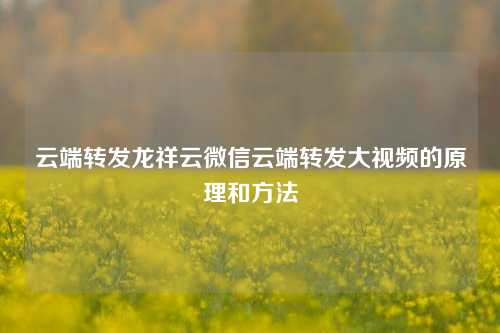 云端转发龙祥云微信云端转发大视频的原理和方法