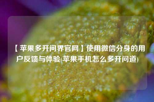 【苹果多开问界官网】使用微信分身的用户反馈与体验(苹果手机怎么多开问道)