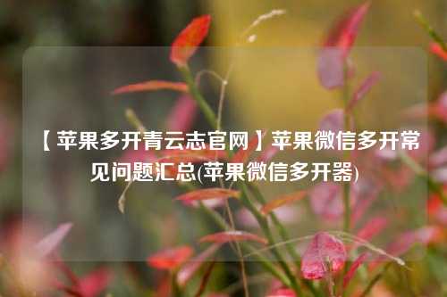 【苹果多开青云志官网】苹果微信多开常见问题汇总(苹果微信多开器)