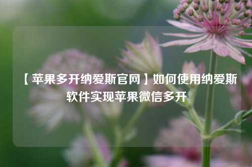 【苹果多开纳爱斯官网】如何使用纳爱斯软件实现苹果微信多开