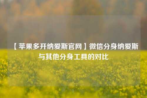 【苹果多开纳爱斯官网】微信分身纳爱斯与其他分身工具的对比