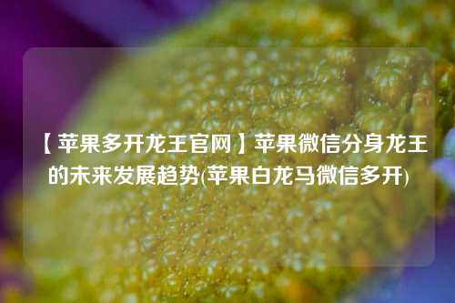 【苹果多开龙王官网】苹果微信分身龙王的未来发展趋势(苹果白龙马微信多开)