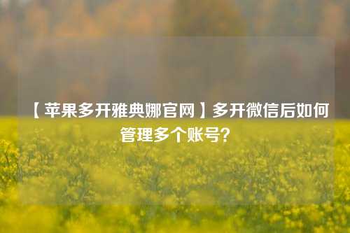 【苹果多开雅典娜官网】多开微信后如何管理多个账号？