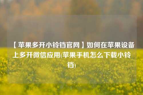 【苹果多开小铃铛官网】如何在苹果设备上多开微信应用(苹果手机怎么下载小铃铛)