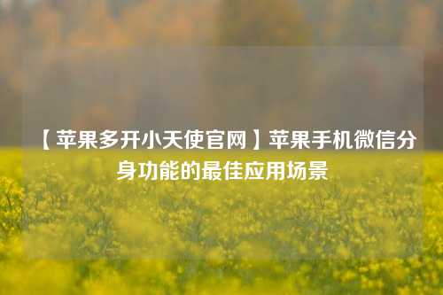 【苹果多开小天使官网】苹果手机微信分身功能的最佳应用场景