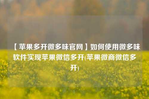 【苹果多开微多味官网】如何使用微多味软件实现苹果微信多开(苹果微商微信多开)