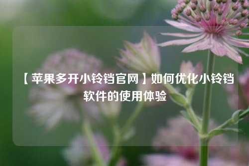 【苹果多开小铃铛官网】如何优化小铃铛软件的使用体验