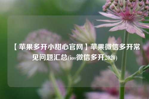 【苹果多开小甜心官网】苹果微信多开常见问题汇总(ios微信多开2020)