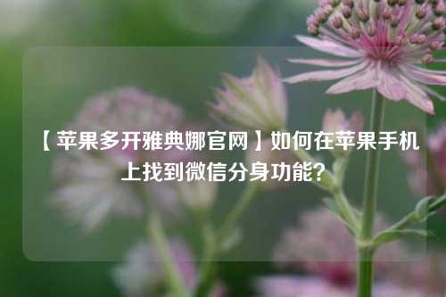 【苹果多开雅典娜官网】如何在苹果手机上找到微信分身功能？