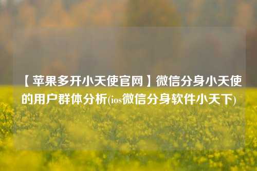 【苹果多开小天使官网】微信分身小天使的用户群体分析(ios微信分身软件小天下)