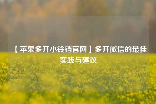 【苹果多开小铃铛官网】多开微信的最佳实践与建议