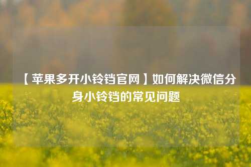 【苹果多开小铃铛官网】如何解决微信分身小铃铛的常见问题